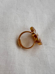 Gold polish kundan adjustable ring-Finger Ring-CI-House of Taamara