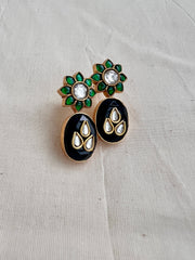 Gold polish kundan and emerald inlay work studs-Earrings-CI-House of Taamara