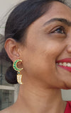 Gold polish kundan and emerald studs-Earrings-CI-House of Taamara