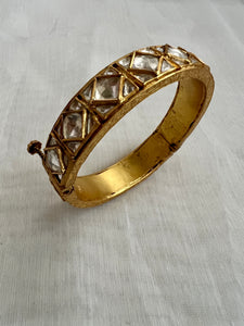 Gold polish kundan and moissanite bangle-Silver Bracelet-CI-House of Taamara
