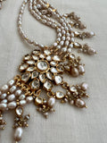 Gold polish kundan and pearl choker set-Silver Neckpiece-CI-House of Taamara