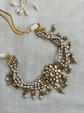 Gold polish kundan and pearl choker set-Silver Neckpiece-CI-House of Taamara