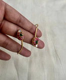Gold polish kundan and ruby adjustable kada-Silver Bracelet-CI-House of Taamara