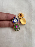 Gold polish kundan and ruby inlay work earrings-Earrings-CI-House of Taamara