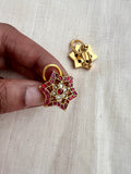 Gold polish kundan and ruby star shape studs-Earrings-CI-House of Taamara