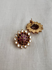 Gold polish kundan and ruby studs-Earrings-CI-House of Taamara