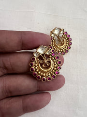 Gold polish kundan and ruby studs-Earrings-CI-House of Taamara