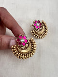 Gold polish kundan and ruby studs-Earrings-CI-House of Taamara
