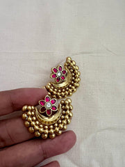 Gold polish kundan and ruby studs-Earrings-CI-House of Taamara