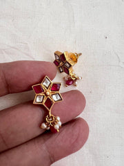 Gold polish kundan and ruby studs-Earrings-CI-House of Taamara