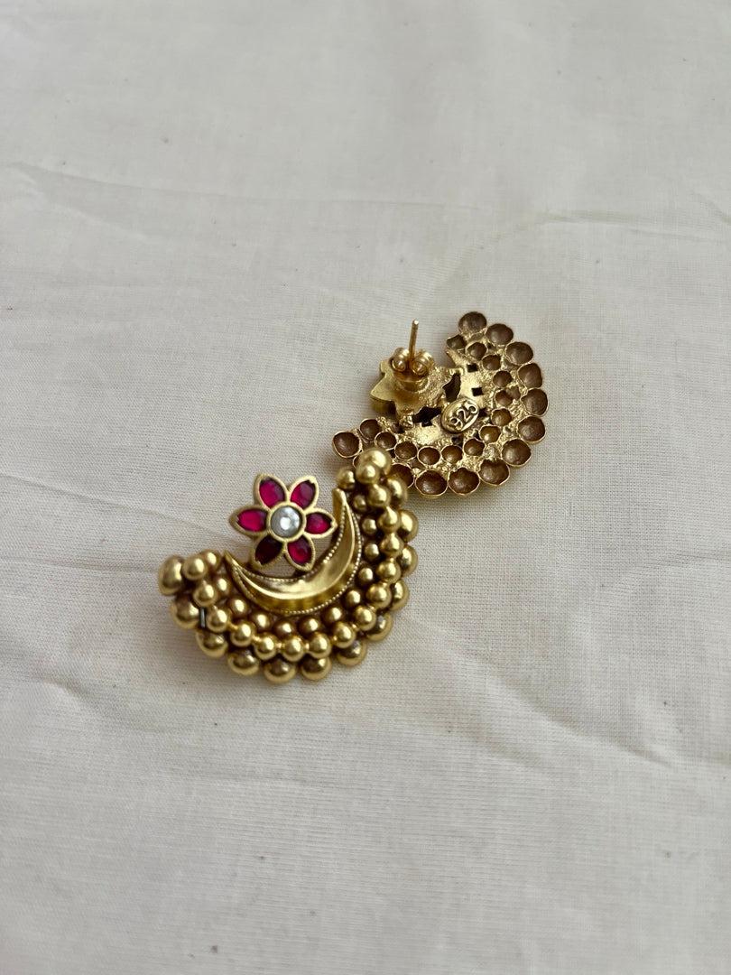 Gold polish kundan and ruby studs-Earrings-CI-House of Taamara