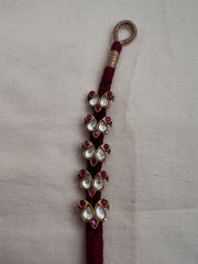 Gold polish kundan and ruby threaded bracelet-Silver Bracelet-CI-House of Taamara
