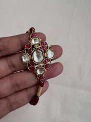 Gold polish kundan and ruby threaded bracelet-Silver Bracelet-CI-House of Taamara