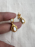Gold polish kundan earrings-Earrings-CI-House of Taamara