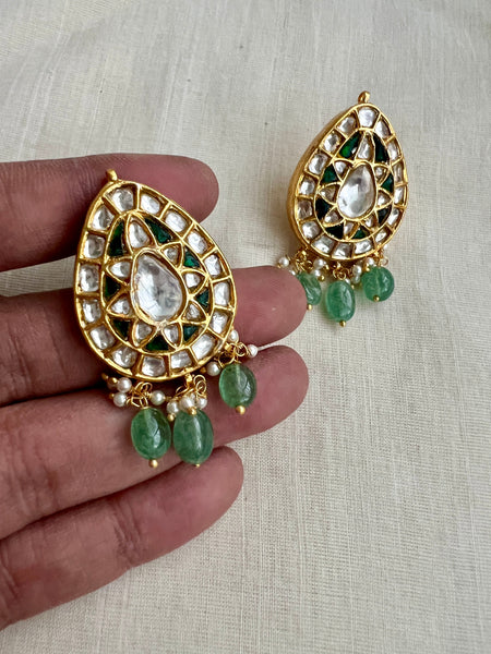 Earrings 22K Emerald Bead Drop Earrings - 18K Yellow Gold Drop, Earrings -  EARRI264352 | The RealReal