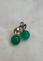 Gold polish kundan & green onyx studs-Earrings-CI-House of Taamara