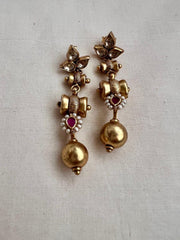 Gold polish kundan hangings with pearls-Earrings-CI-House of Taamara