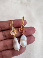 Gold polish kundan & pearl hangings-Earrings-CI-House of Taamara