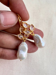 Gold polish kundan & pearl hangings-Earrings-CI-House of Taamara