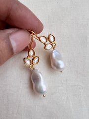 Gold polish kundan & pearl hangings-Earrings-CI-House of Taamara