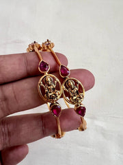 Gold polish kundan & ruby Lakshmi bangles, 2.7, PAIR-Silver Bracelet-CI-House of Taamara