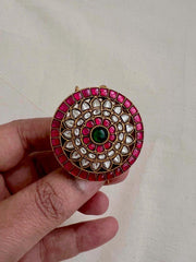 Gold polish kundan, ruby and emerald hair billa-Silver Neckpiece-CI-House of Taamara