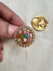 Gold polish kundan, ruby and emerald studs-Earrings-CI-House of Taamara