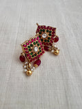 Gold polish kundan, ruby and emerald studs-Earrings-CI-House of Taamara