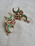 Gold polish kundan, ruby and turquoise earrings with pearls-Earrings-CI-House of Taamara