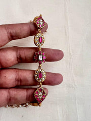 Gold polish kundan & ruby choker with pearl chain-Silver Neckpiece-CI-House of Taamara
