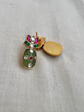 Gold polish kundan, ruby & emerald inlay work earrings-Earrings-CI-House of Taamara