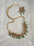 Gold polish kundan, ruby & emerald necklace set with antique style pearls & jade drops (MADE TO ORDER)-Silver Neckpiece-CI-House of Taamara