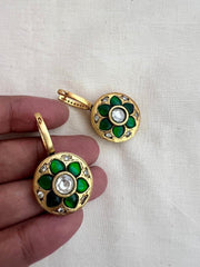 Gold polish kundan, ruby & emerald reversible earrings-Earrings-CI-House of Taamara