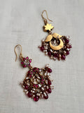 Gold polish kundan & ruby hangings with pearls and ruby beads-Earrings-CI-House of Taamara