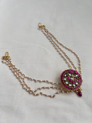 Gold polish kundan & ruby jade billa with mattil-Silver Neckpiece-CI-House of Taamara