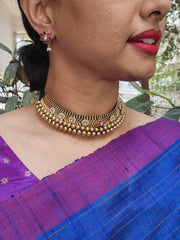 Gold polish kundan & ruby studs-Earrings-CI-House of Taamara