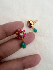 Gold polish kundan & ruby studs-Earrings-CI-House of Taamara