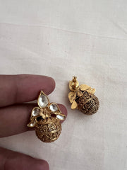 Gold polish kundan studs-Earrings-CI-House of Taamara