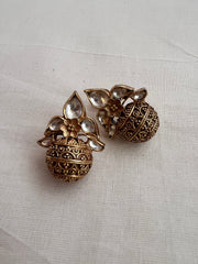 Gold polish kundan studs-Earrings-CI-House of Taamara