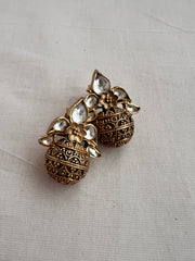 Gold polish kundan studs-Earrings-CI-House of Taamara