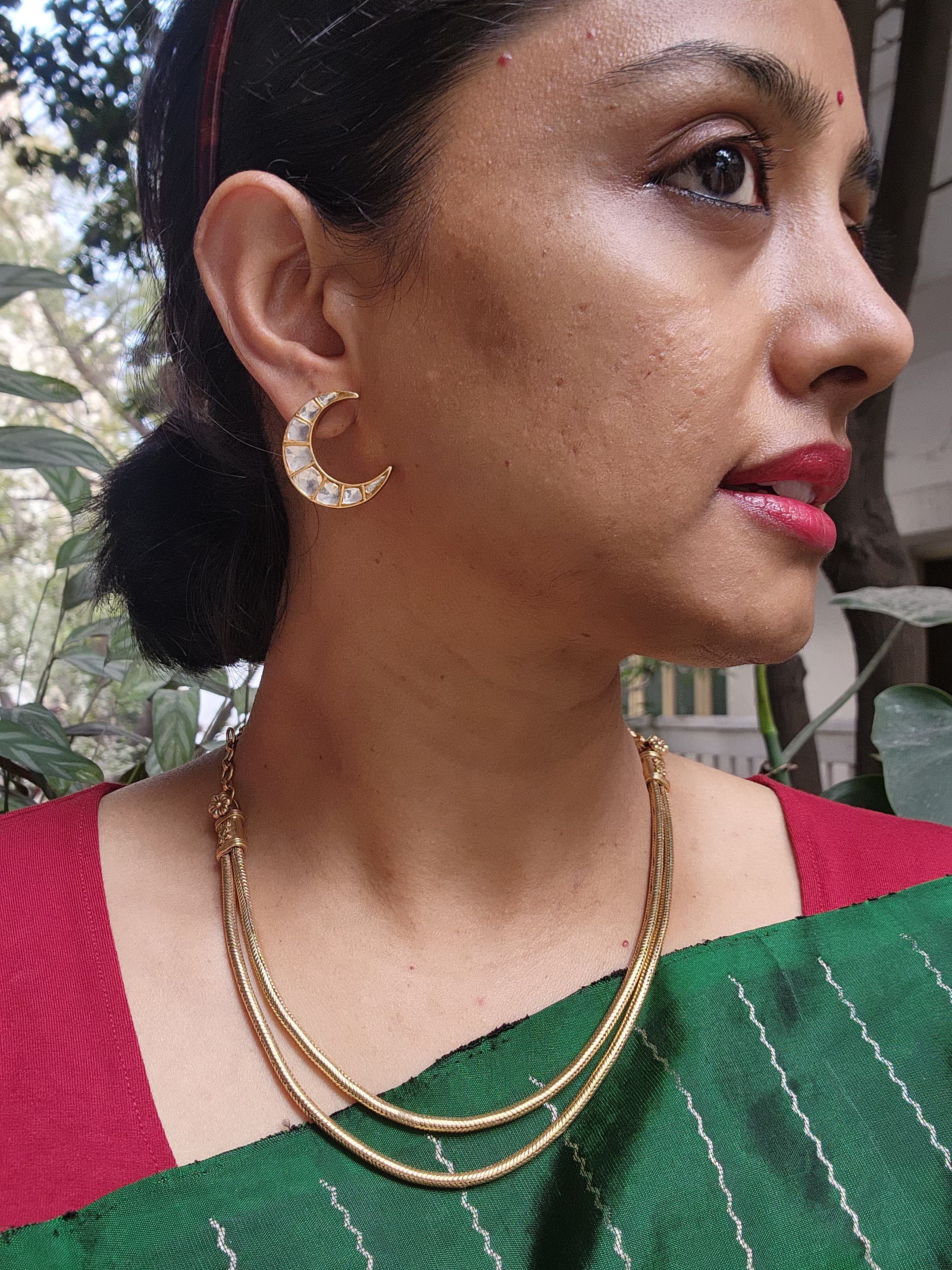 Gold polish kundan studs-Earrings-CI-House of Taamara