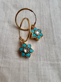 Gold polish kundan & turquoise loop earrings-Earrings-CI-House of Taamara