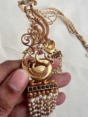 Gold polish layered pearl necklace-Silver Neckpiece-CI-House of Taamara