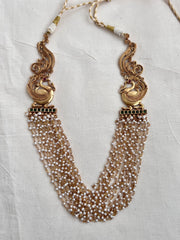Gold polish layered pearl necklace-Silver Neckpiece-CI-House of Taamara
