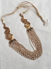 Gold polish layered pearl necklace-Silver Neckpiece-CI-House of Taamara