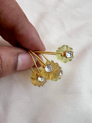 Gold polish lemon yellow quartz hangings-Earrings-CI-House of Taamara