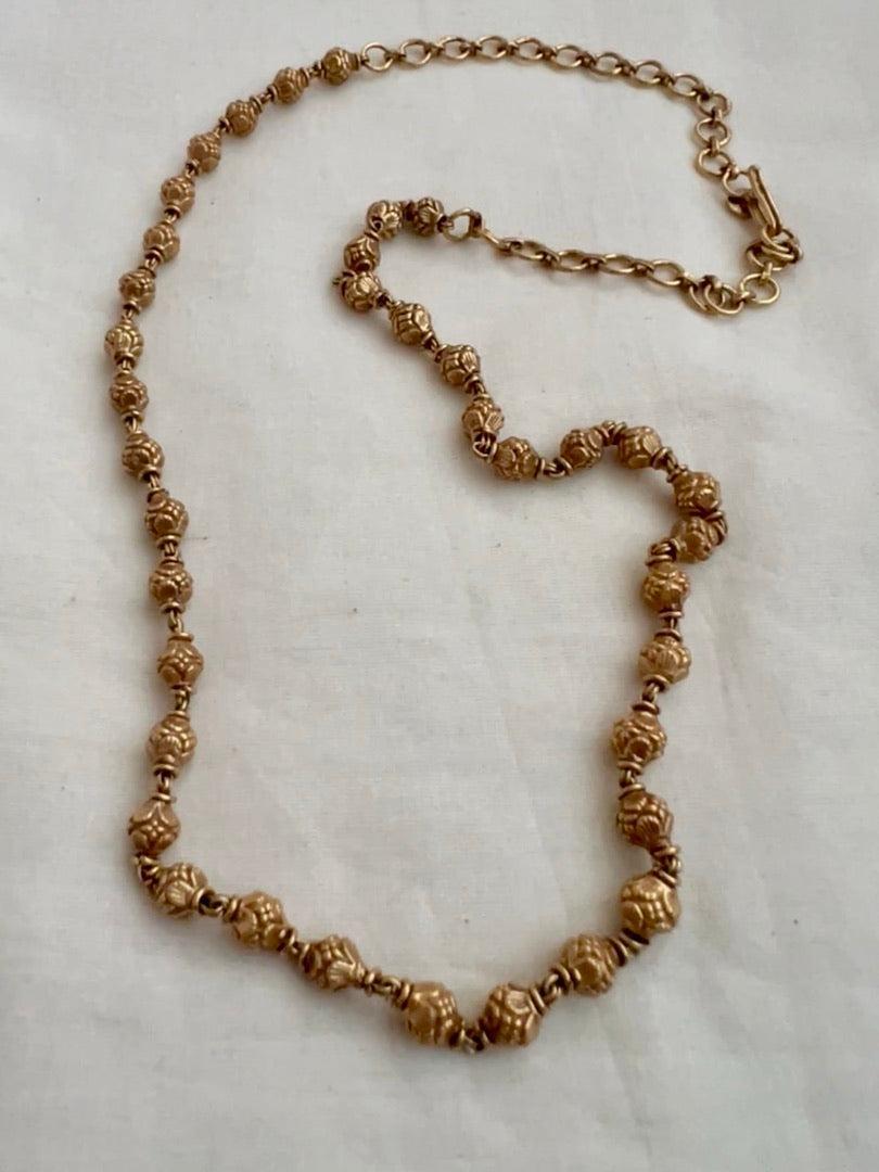 Gold polish mohan mala beads chain-Silver Neckpiece-CI-House of Taamara