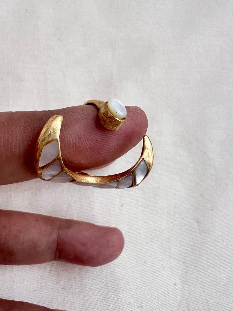 Gold polish mother of pearl ring-Finger Ring-CI-House of Taamara