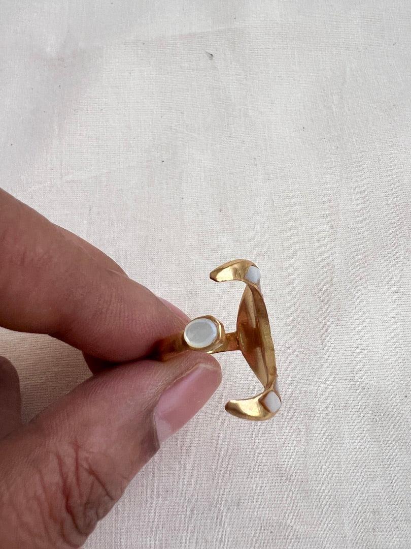 Gold polish mother of pearl ring-Finger Ring-CI-House of Taamara