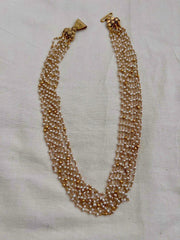 Gold polish multi layer pearls bunch chain-Silver Neckpiece-CI-House of Taamara